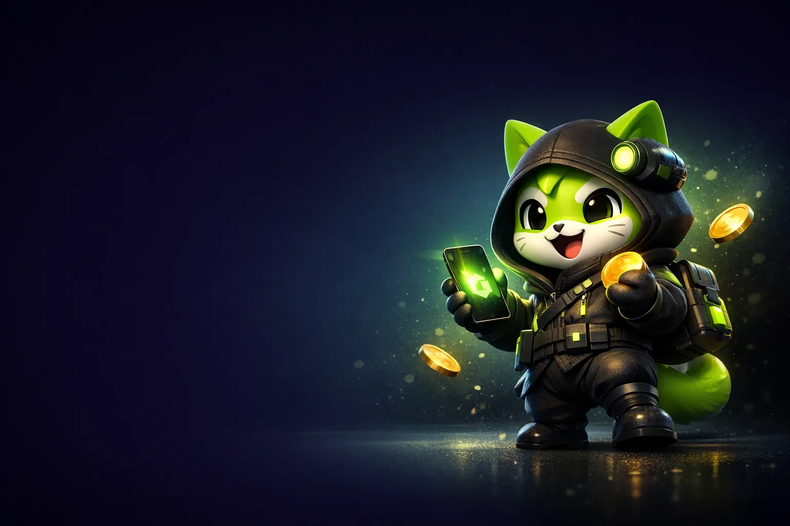 BC Game BC Game app hero image showing a futuristic glowing cosmic dice and mobile device in deep space blue cinematic lighting for B